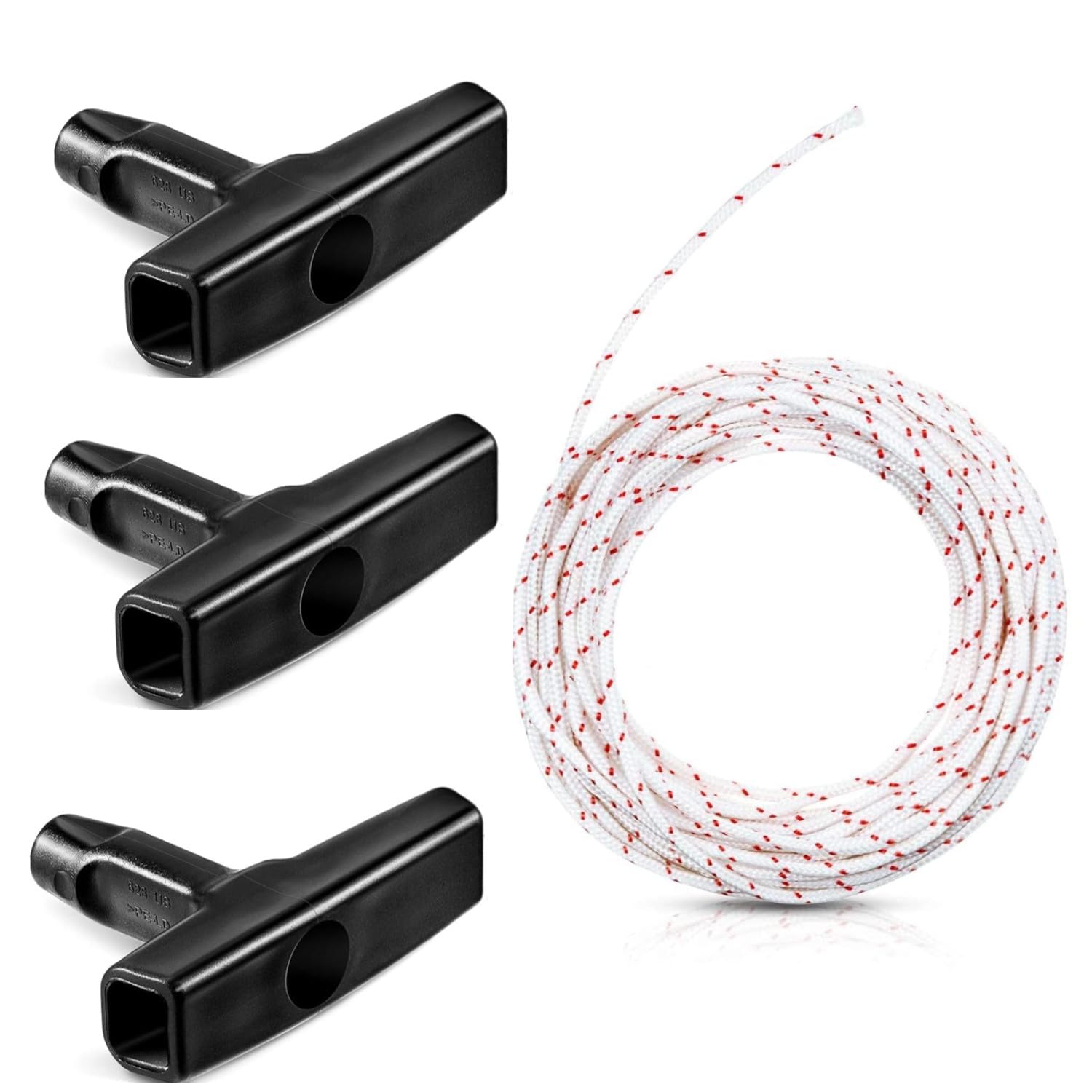 ZHjuju Lawnmower Recoil Starter Rope,Recoil Starter Rope 10-Meter 3.0 mm Pull Cord with 3 Pieces Starter Handle for Lawn Mower Chainsaw Trimmer Cutter Edger Engine Universal