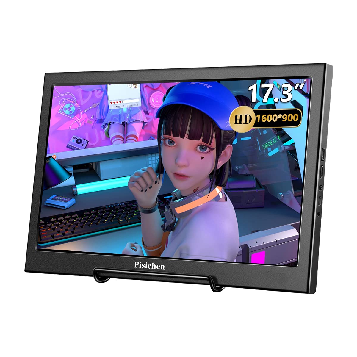 Pisichen 17.3 inch Portable Monitor, Full HD 1600x900 Display with USB HDMI Input, PC Monitor for Laptop,PC,PS4, PS3, Xbox Ones,Raspberry Pi
