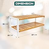 1ABOVE Bamboo 2 Tier Shoe Rack Plant Rack White Natural 67x25x32 cm view 3