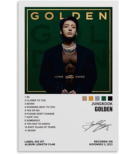 TAICI Jungkook Poster Golden Album Cover Posters Music Posters for