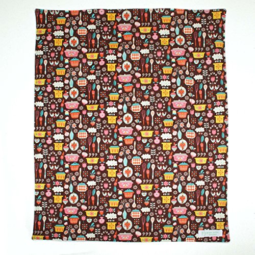 Dish Drying Mat - Pet Placemat - Appliance Mat - Kitchen Mat - Retro Kitchen Print on Brown - 16"x20" - Thumbnail 5