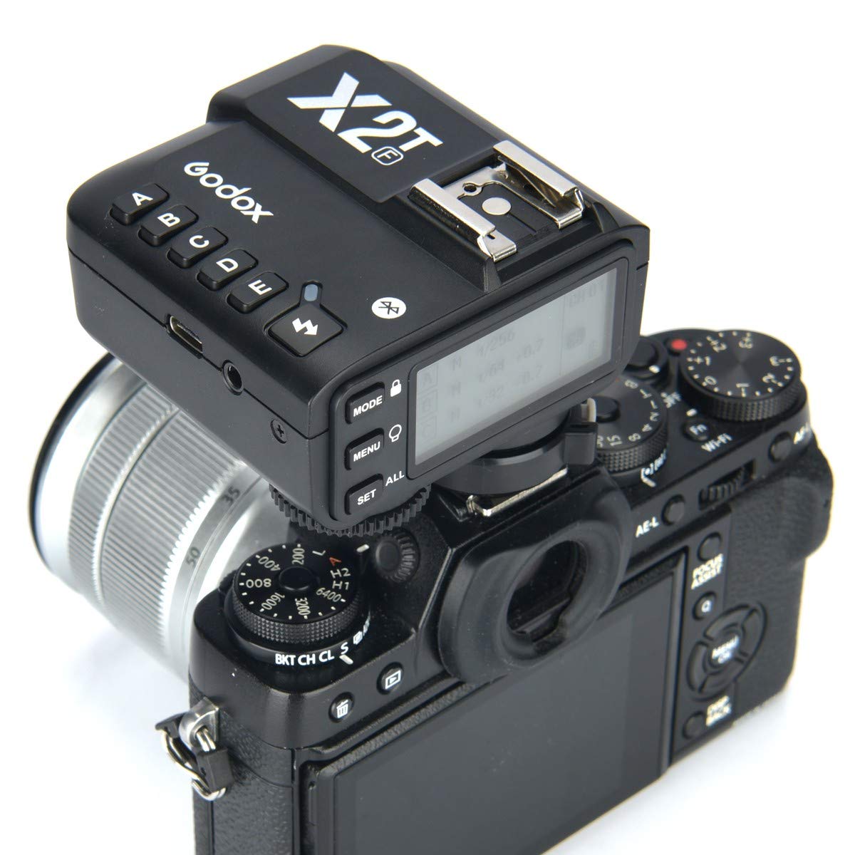 Godox X2T-F TTL Wireless Flash Trigger for Fuji Fujifilm, 1/8000s HSS Bluetooth Connection Supports App Controller, TCM Function, 5 Separate Group Buttons, New Hotshoe Locking, New AF Assist Light