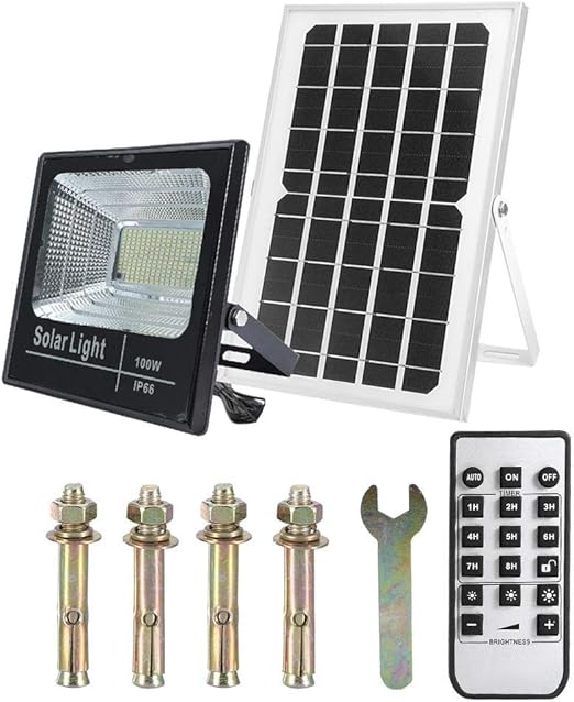 Zoternen - Foco solar de exterior 25/60/100W LED, panel de energía ...