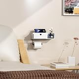 HapiRm Toilet Roll Holder With Drawer Shelf Self Adhesive Wall Mounted view 6
