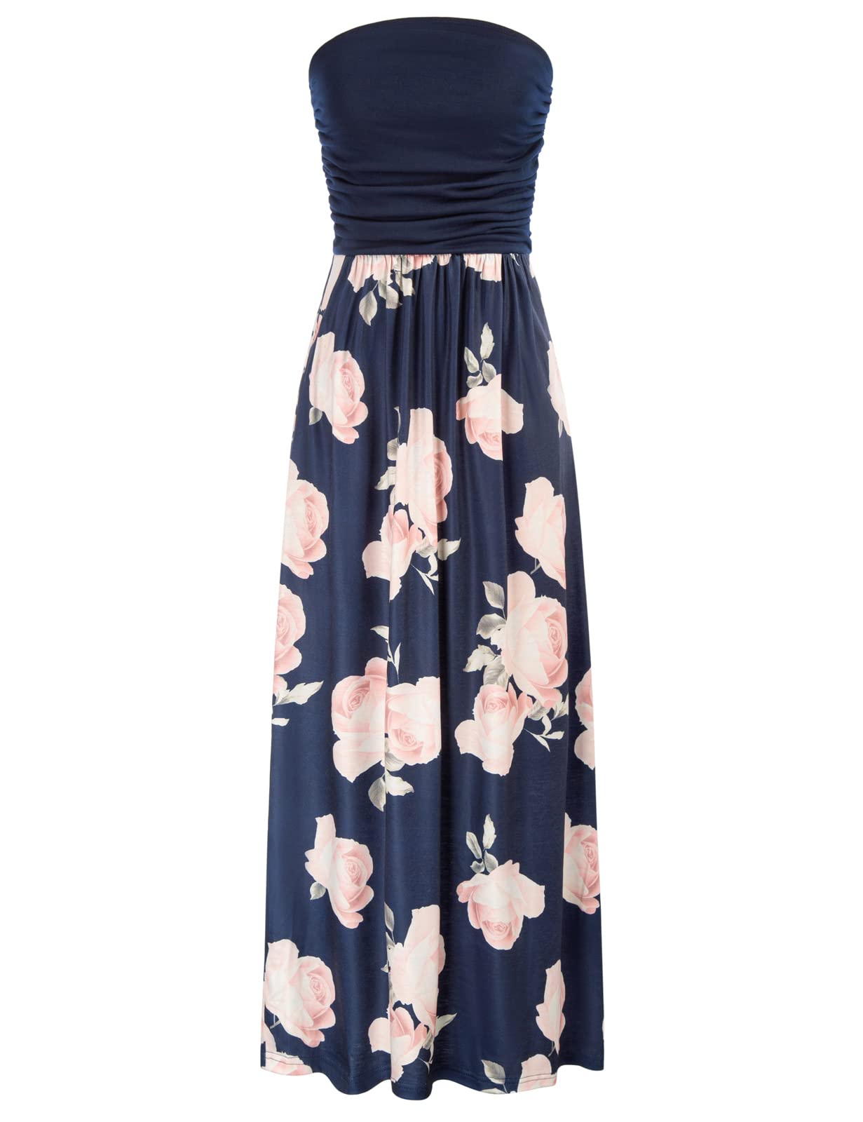 Photo 1 of GRACE KARIN Women Strapless Dress Casual Loose Ruched Long Maxi Dress with Pockets
