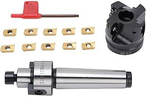 Hilitand 50mm Face End Mill Set with 10Pcs APMT1604 Inserts, Carbide Cutter MT3-FMB22 Holder Extension, Milling Tool for CNC 