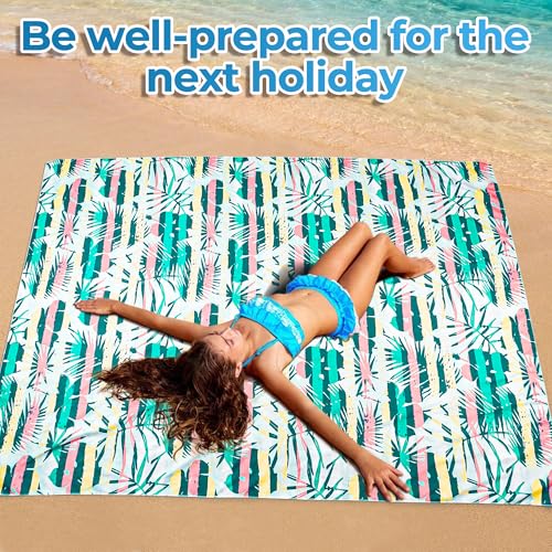 Hexify XXL Beach Towel 200 x 145 cm, Quick Drying Microfibre Large Towel, Sand Free Bath Towel, Women's Beach Blanket (Stripes)