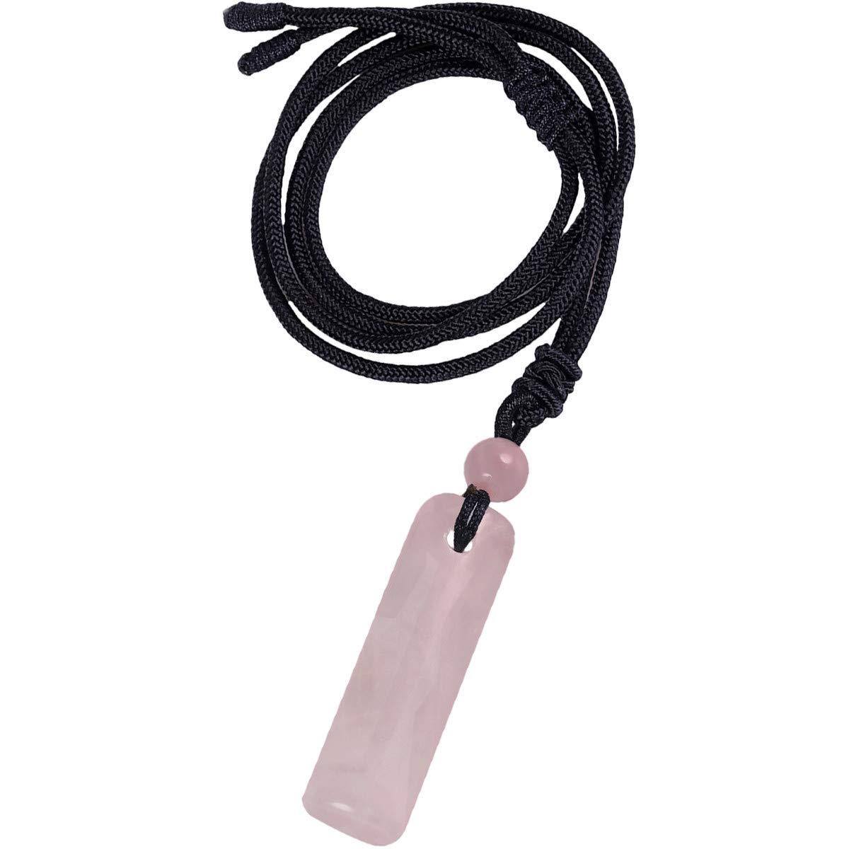 Nupuyai Rose Quartz Healing Crystal Cylinder Necklace for Women Men, Reiki Chakra Energy Pendant with Adjustable Cord 68cm
