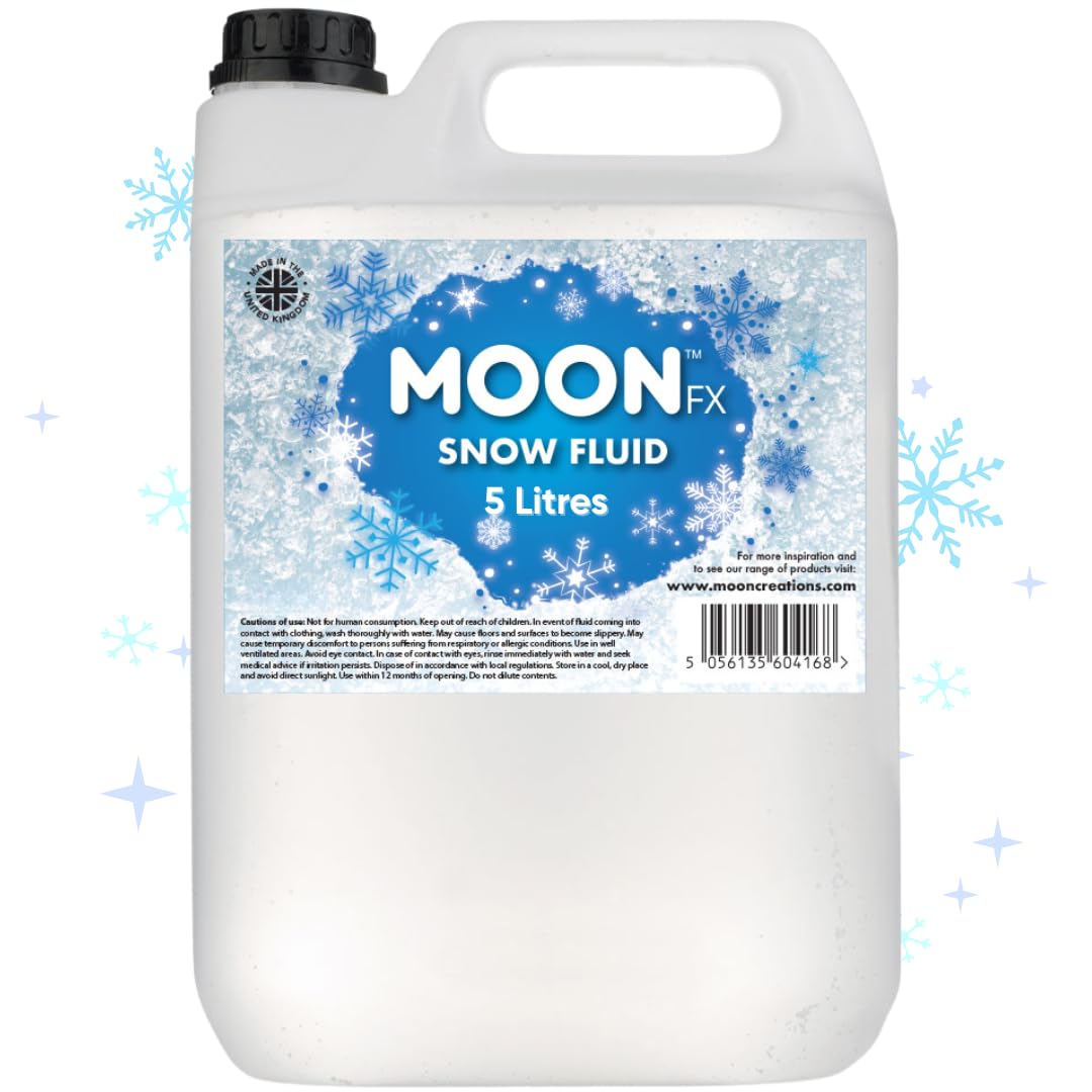 MoonFX M04168 Professional Snow Fluid 5L - Pro Snow Fluid that produces fluffy white foam based snow flakes
