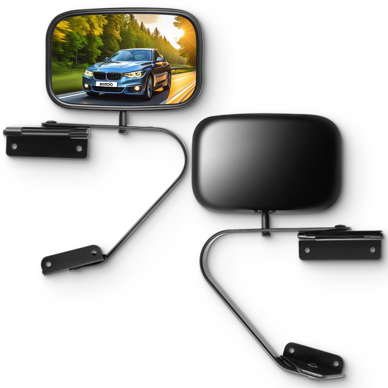 Photo 1 of SCITOO Side View Mirrors fit for 1980-1996 For Ford For F150 For F-250 For F-350 F450 Ranger Bronco Explorer Truck Pickup Towing Mirrors Manual Fold adjustment Pair Mirror FO1321106-D42