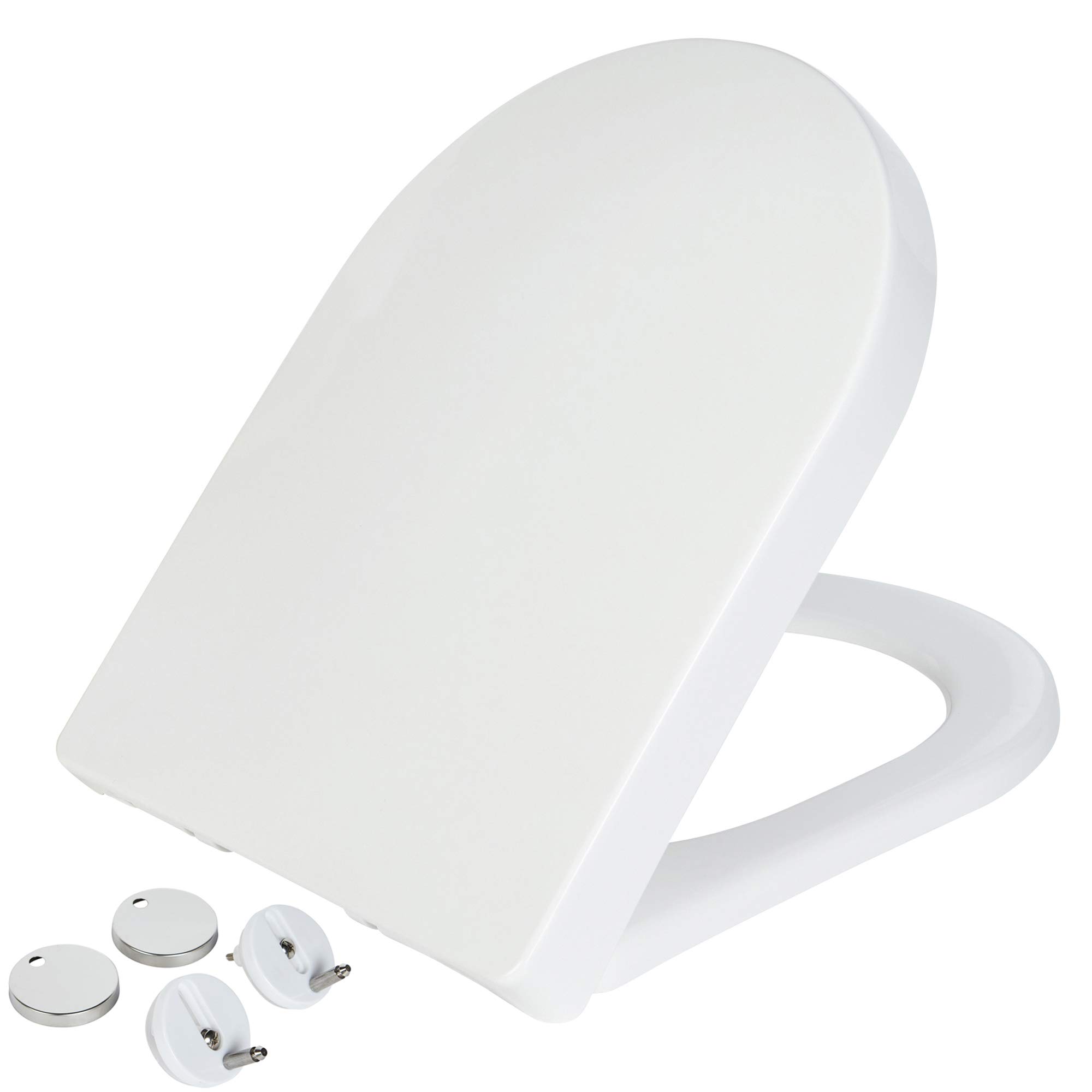 ZENO Quick Release Toilet Seat | with Soft Close & Quick Release Hinges for Easy Cleaning | Universal D Shape Bathroom Bowl Seating with Thermoset Lid | ABS Cylinder | Metal Fixings