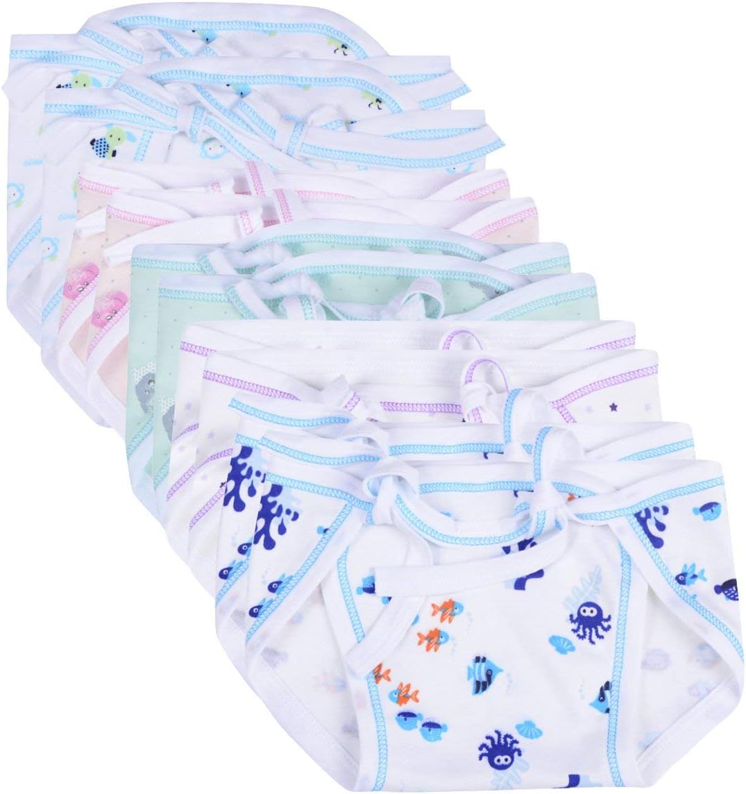 KidsDelight® New Born Washable Reusable Hosiery Cotton Diapers, 0-6 Months (Multicolour)-Pack of 10