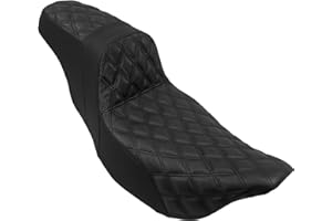 HCmotorku One-Piece Seat Driver & Passenger Seat 2-Up Fit For Harley Touring Road King FLHR Road Glide FLTR Street Glide FLHX Electra Glide Ultra Limited FLHT 2009-2023 (Black Stitching)