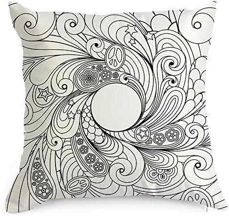 Zanza DIY Graffiti Time Machine Pillow Case Coloring Nylon Decorative Cushion Cover Square 18" 45cm45cm …