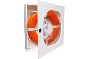 Aquatic Technology Safety Station Cabinet Equipped with 30 Inch USCG Life Ring Buoy and Throw Line - Orange