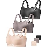 3 Pack Nursing Bras for Breastfeeding, Seamless Full Coverage Ultra Comfort Maternity Bra Wireless Side Support Pregnancy Bra