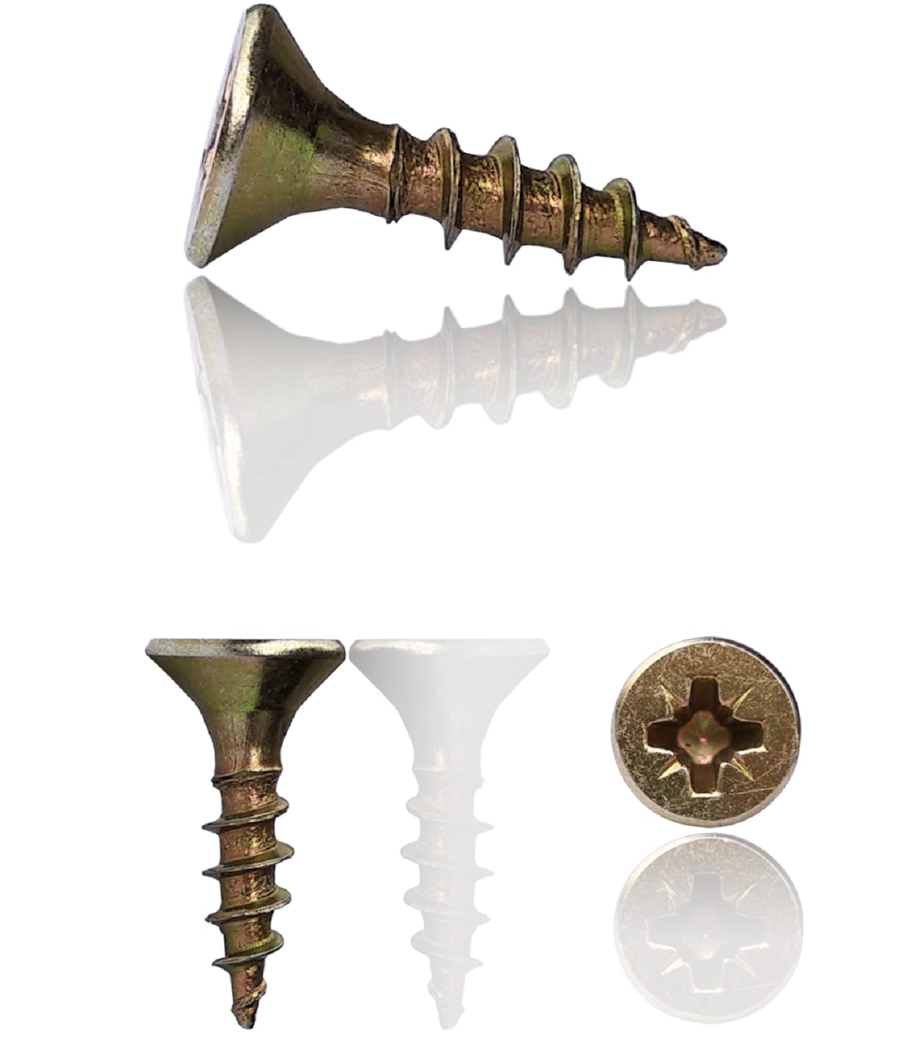 Wood Screws Zinc Plated Yellow Long 0.5 inch M4 (0.16"x0.63") 4.0 x 16mm Box Of 250pcs