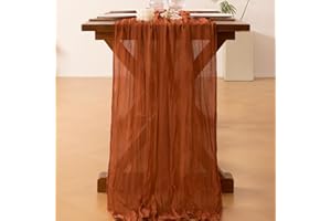 Socomi Cheesecloth Table Runner 14ft Gauze Boho Rustic Cheese Cloth Table Runner for Wedding Bridal Shower Fall Thanksgiving Decoration 14ft Terracotta 4pcs