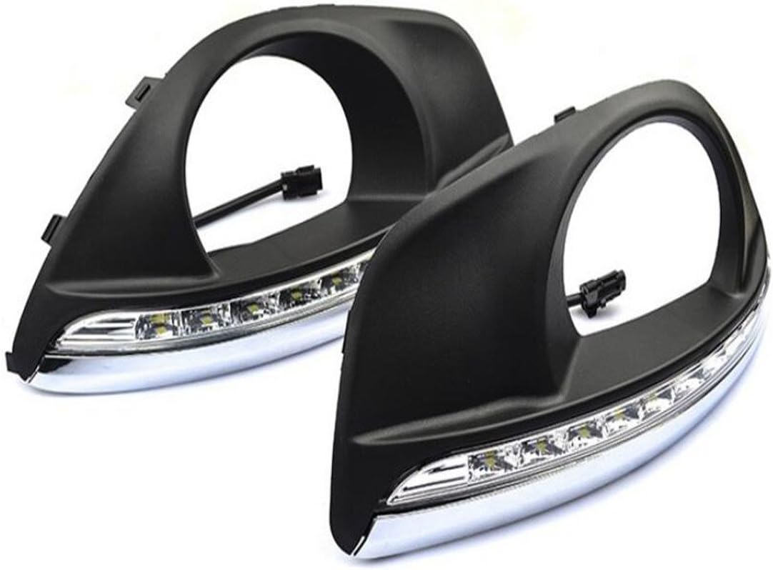 Car LED DRL Daytime Running Light For Santa Fe 2010-2012 Turn Signal Light With Fog Lamp Hole Relay Waterproof 1set