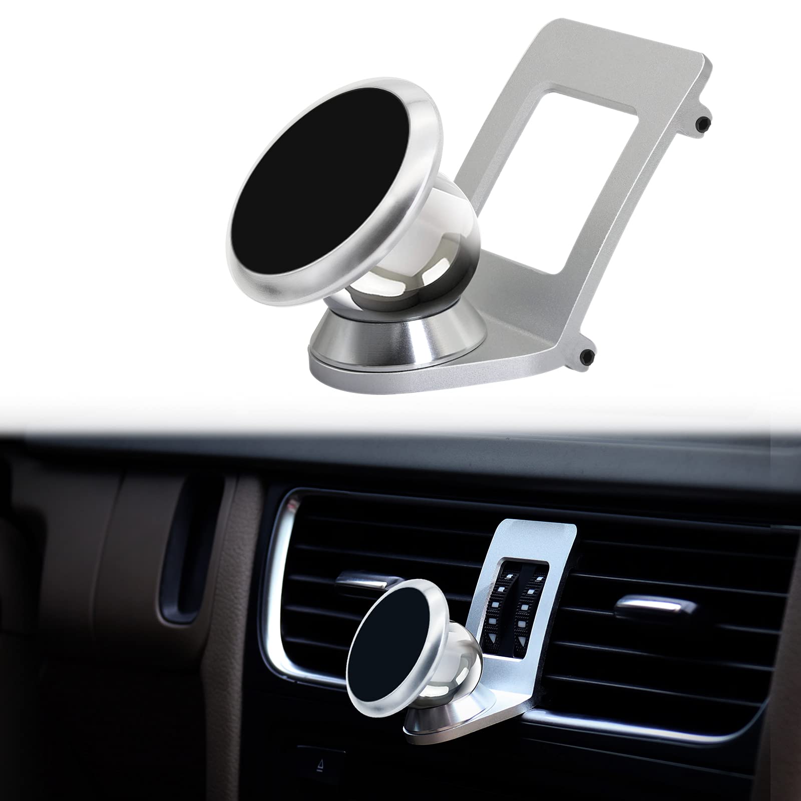 Cookiss magnetic phone car mount Compatible with Audi A4 B8 and Audi A5 8T Suitable for Smartphone and GPS with car phone holder, 360 Degree Adjustable View (Silver)