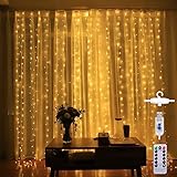 Honche Led Curtain String Lights USB with Remote for Bedroom Wedding (Warm White)