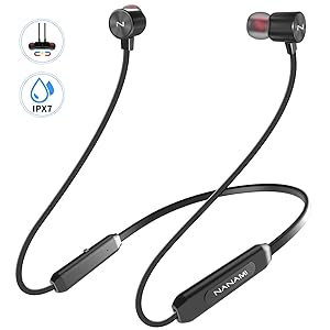 Bluetooth Headphones,NANAMI Bluetooth 5.0 Wireless Earbuds IPX7 Waterproof Sports in-Ear Earphones w/Mic,HiFi Stereo Deep Bass Headsets,Magnetic Neckband 10 Hours Playback for Gym Workout