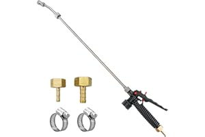 VANPET Pump Sprayer Wand,Adjustable Universal Sprayer Wand with 3/8" Brass Barb, Stainless Steel Replacement Sprayer Wand with Shut off Valve (1/4" & 3/8" Barbs Sprayer Wand)
