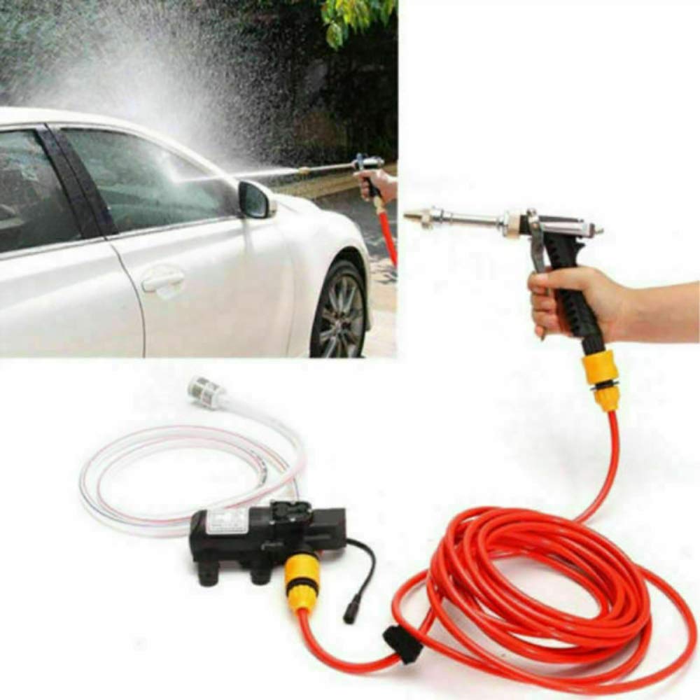 MASO 60W 12V 8.5L/min Portable High Pressure Washer Spray Gun, Car Electric Water Cleaner Wash Pump +Jet Wash Cleaner Hose Kit, for Car Home Garden Wash