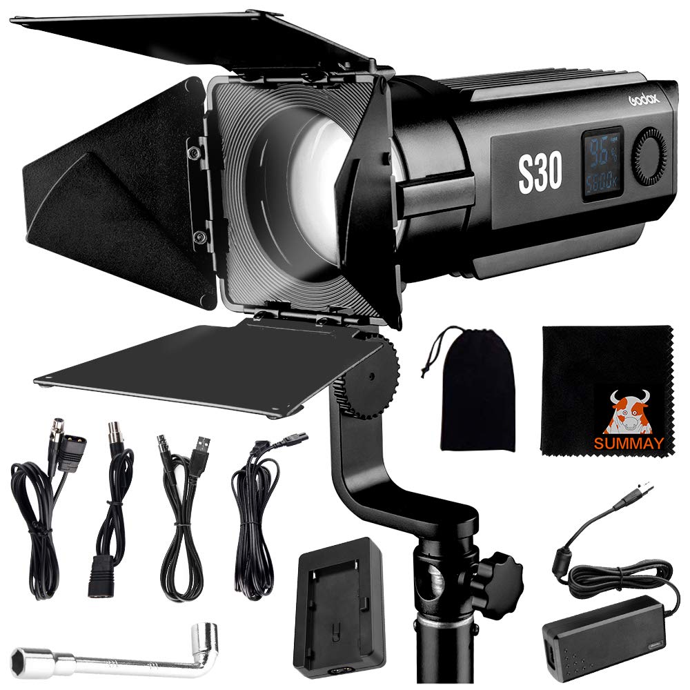 GODOX S30 Focusing LED Light 30w Spotlight 5600K Daylight CRI 96+ TLCI 96+ Accurate Color for Filmmaking Video Making Photography Creative Shooting High Light Control Capability