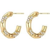 Pivza 14K Gold Plated Hoop Earrings for Women | Cubic Zirconia Small Hoops Earrings (Gold)
