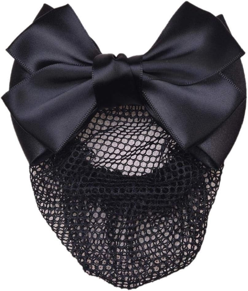 Bowknot Hair Clip With Hairnet Snood Net Bun Cover Bow Hair Barrette Hair Clip(Black)