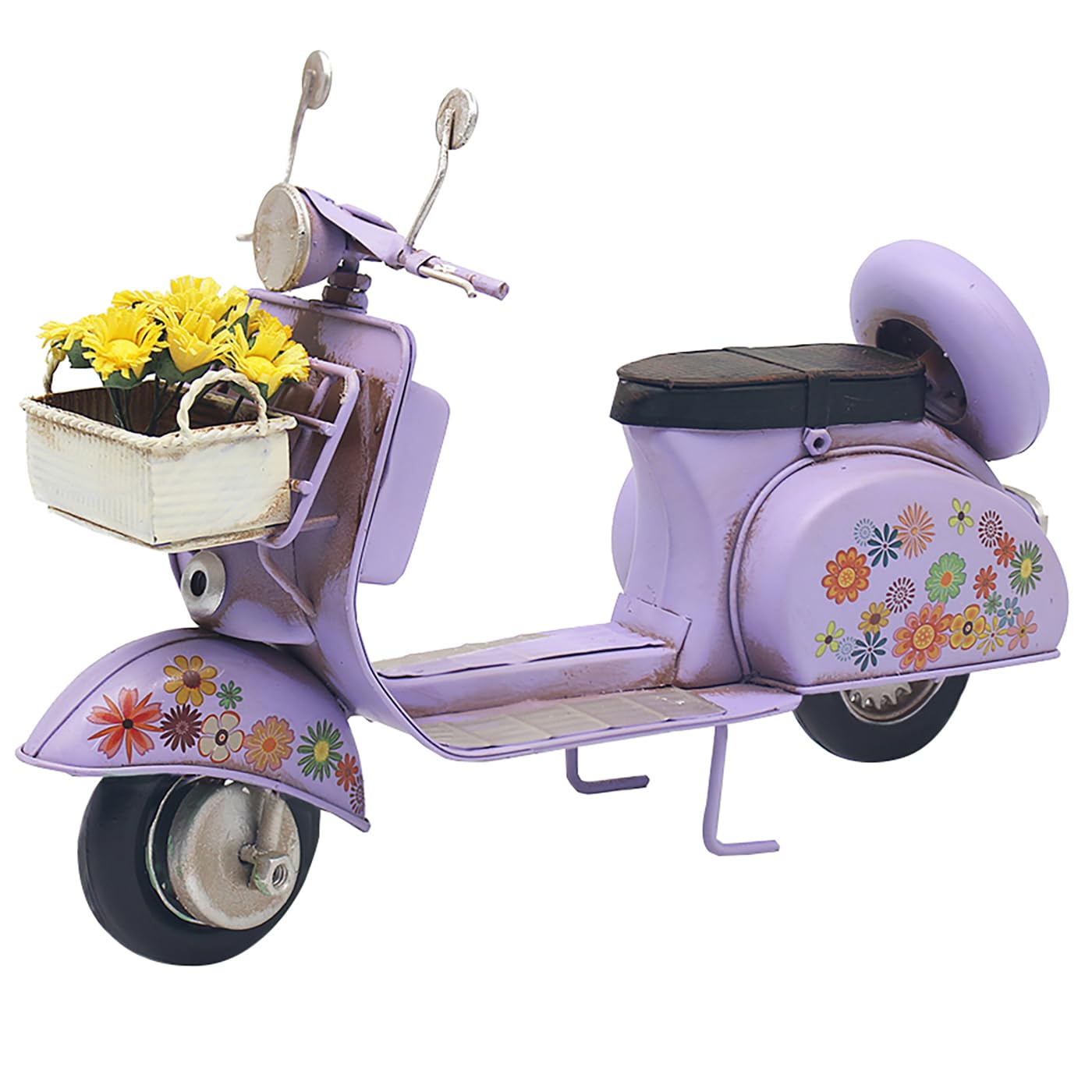 Lesser & Pavey Vintage Scooter Floral Purple Shelf Ornaments for Vintage Room Decor and Home Decor | Vintage Decorations Gifts for Men & Women | Lovely Decorative Home Accessories