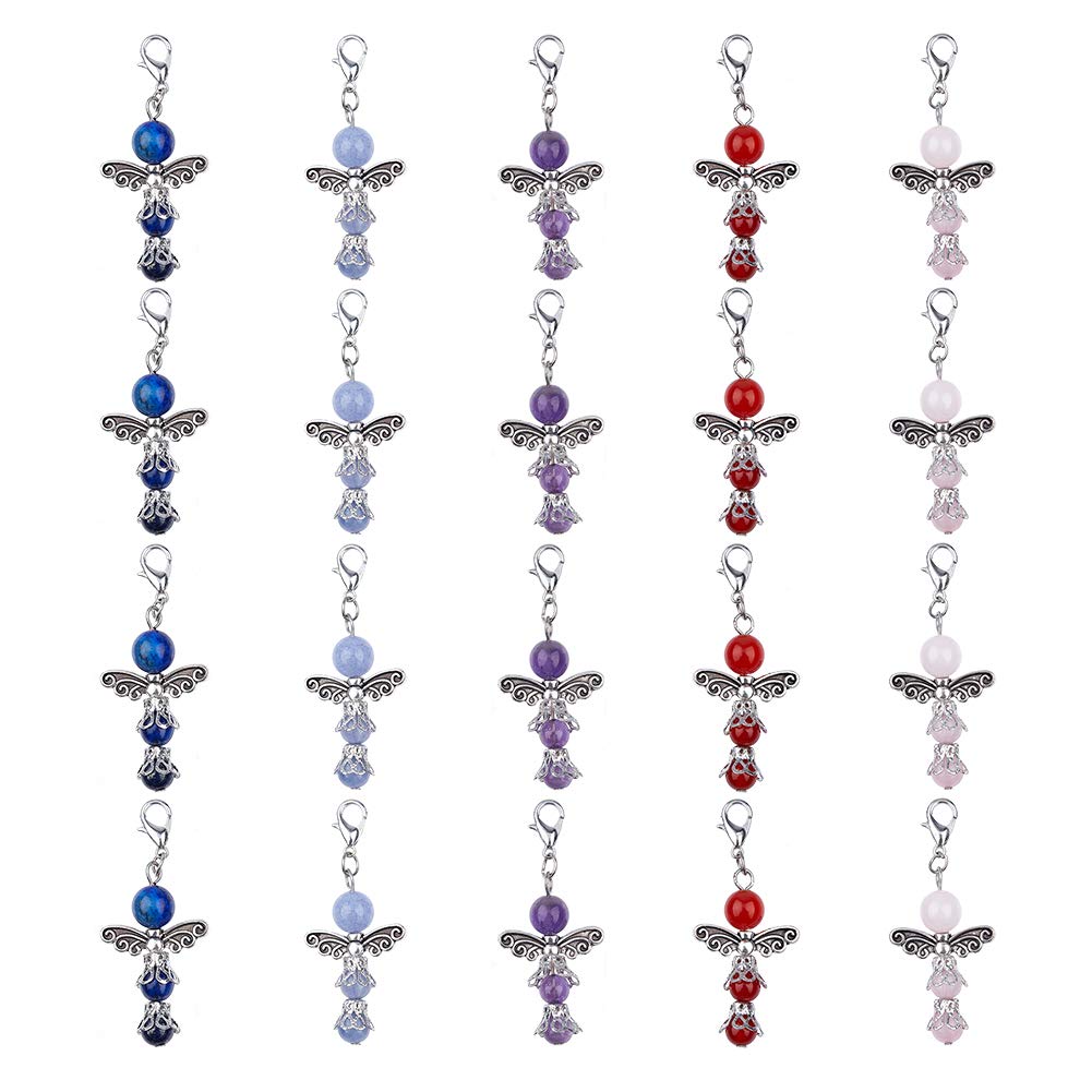 SUNNYCLUE 1 Box 20Pcs Christmas Angel Hanging Knit Stitch Marker Lobster Clasp Decor Stitch Markers Crochet Charms for Knitting Charms UK Weaving Sewing Crocheting Jewellery Making DIY Craft Gifts