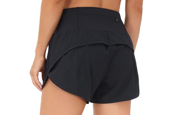 THE GYM PEOPLE Womens High Waisted Running Shorts Quick Dry Athletic Workout Shorts with Mesh Liner Zipper Pockets
