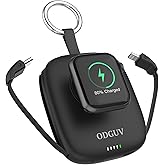 Small Portable Charger 5000mAh,iWatch Wireless Charger Mini Power Bank with Built-in Cable,Travel Keychain Charger for Apple Watch 11/10/9/8/Ultra/7/6/Se/5/4,iPhone 17/16/15/14/13/12,Android Phone