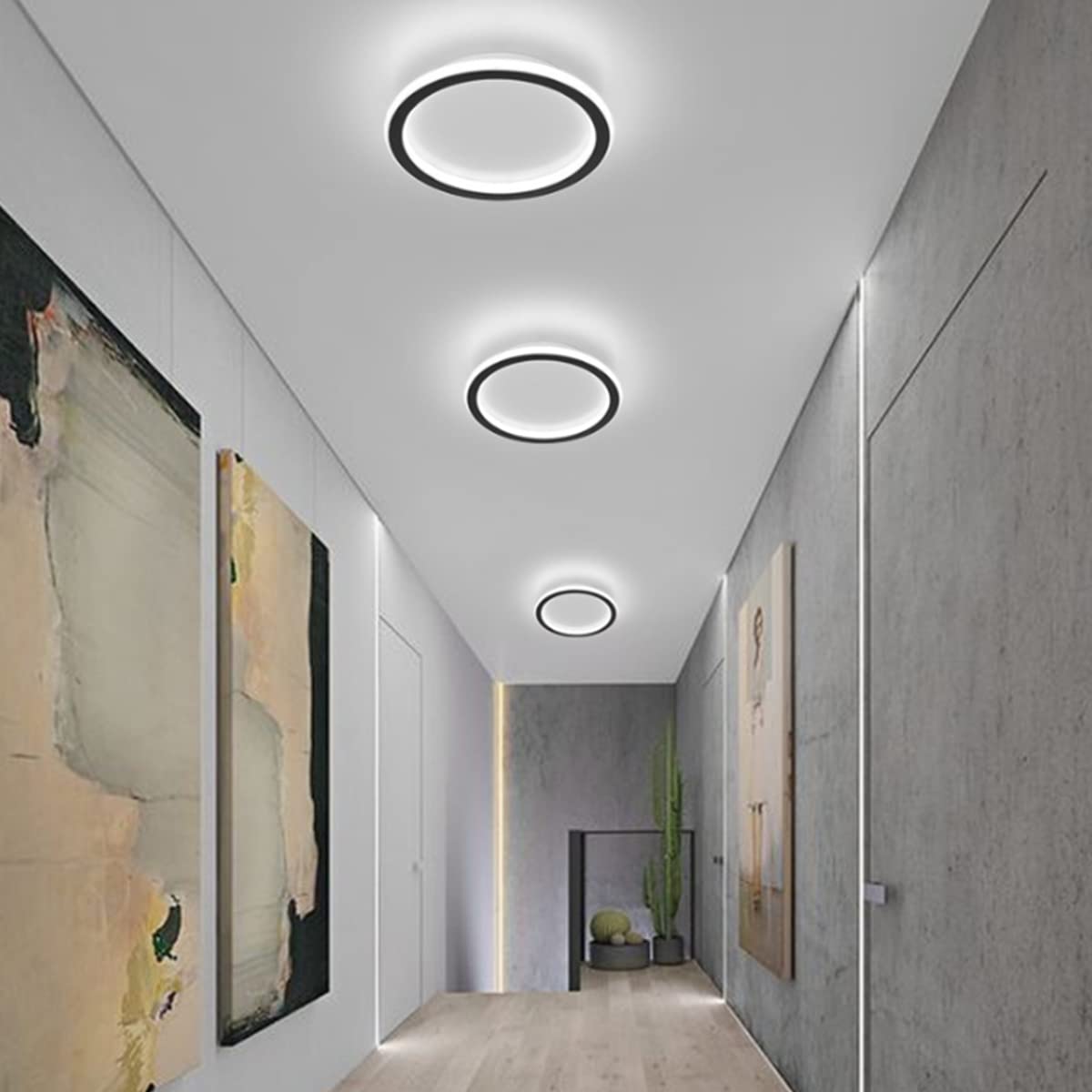 EIDEARAY Round Modern LED Ceiling Light, Small Ceiling Lamp for Entrance Hallway Office Bedroom Kitchen 20W Cool White, Natural White, Warm White Adjustable (Black)
