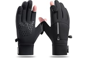 Winter Fingerless Gloves for Men, Touchscreen Waterproof Anti-Slip Warm Gloves for Running Cycling Driving Camping Hiking