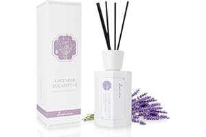 Aeviva Reed Diffuser Set, 6.7 oz Lavender Eucalyptus Scented Reed Diffusers for Home with Sticks, Home Fragrance Oil Scent Diffuser for Bathroom, Decor & Gift