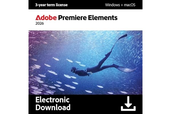 Adobe Premiere Elements 2026 | Software Download | Video Editing | 3-year term license | Activation Required [PC/Mac Online Code]