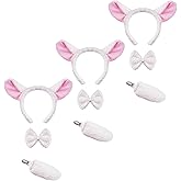 Pistha 9 Pcs Lamb Sheep Costume Accessories Including Lamb Headbands Bowtie and Tail for Birthday Animal Cosplay Halloween Party Costume Supplies