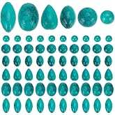 PH PandaHall 300pcs Mini Stone Cabochons 6 Shapes Synthetic Turquoise Cabochon Blue Texture Gemstone Half Round Turquoise Flatback Dome Cameos for DIY Earring Bracelet Necklace Jewelry Making 3-8x2-4mm