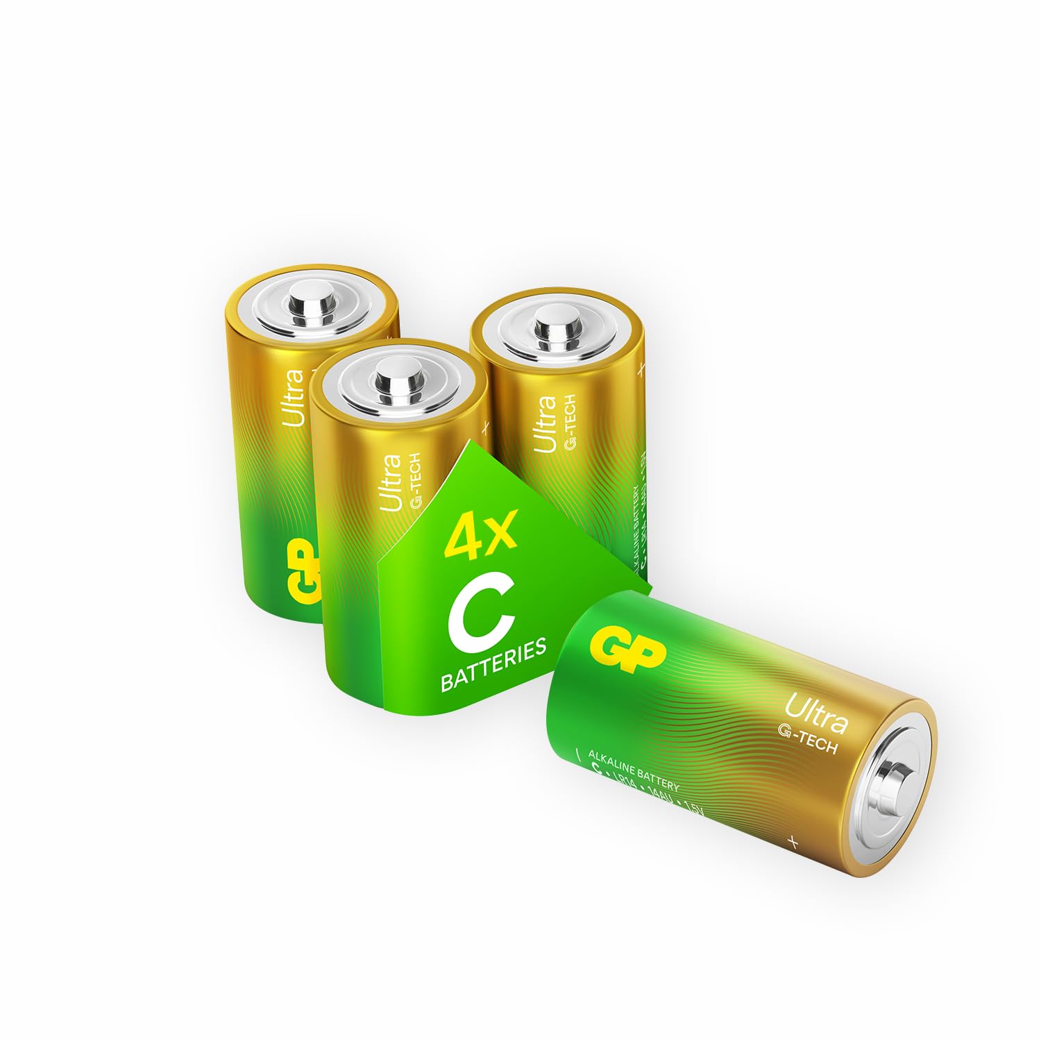 GP C batteries 4 pack 1.5v batteries C Battery size - C Cell battery Pack of 4 also known as 14AU or LR14