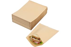 LoveBB Kraft Paper Treats Bags - 200 Pcs Brown Wax-lined Paper Packing Bags for Bakery Cookies, Bread, Snacks (5.9 x 7.9 inch