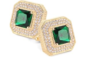 VITTORIO VICO Square Colored Crystal Diamond Set Cuff Links for Men – Tuxedo Suit Accessories, Cufflinks for Men