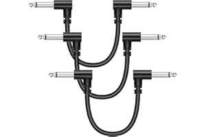 Sovvid 3 Pack 3 Inch Guitar Patch Cables, Black Guitar Pedal Cable Effect Cable Cord, 1/4" inch TS Right Angle Guitar Patch Cable