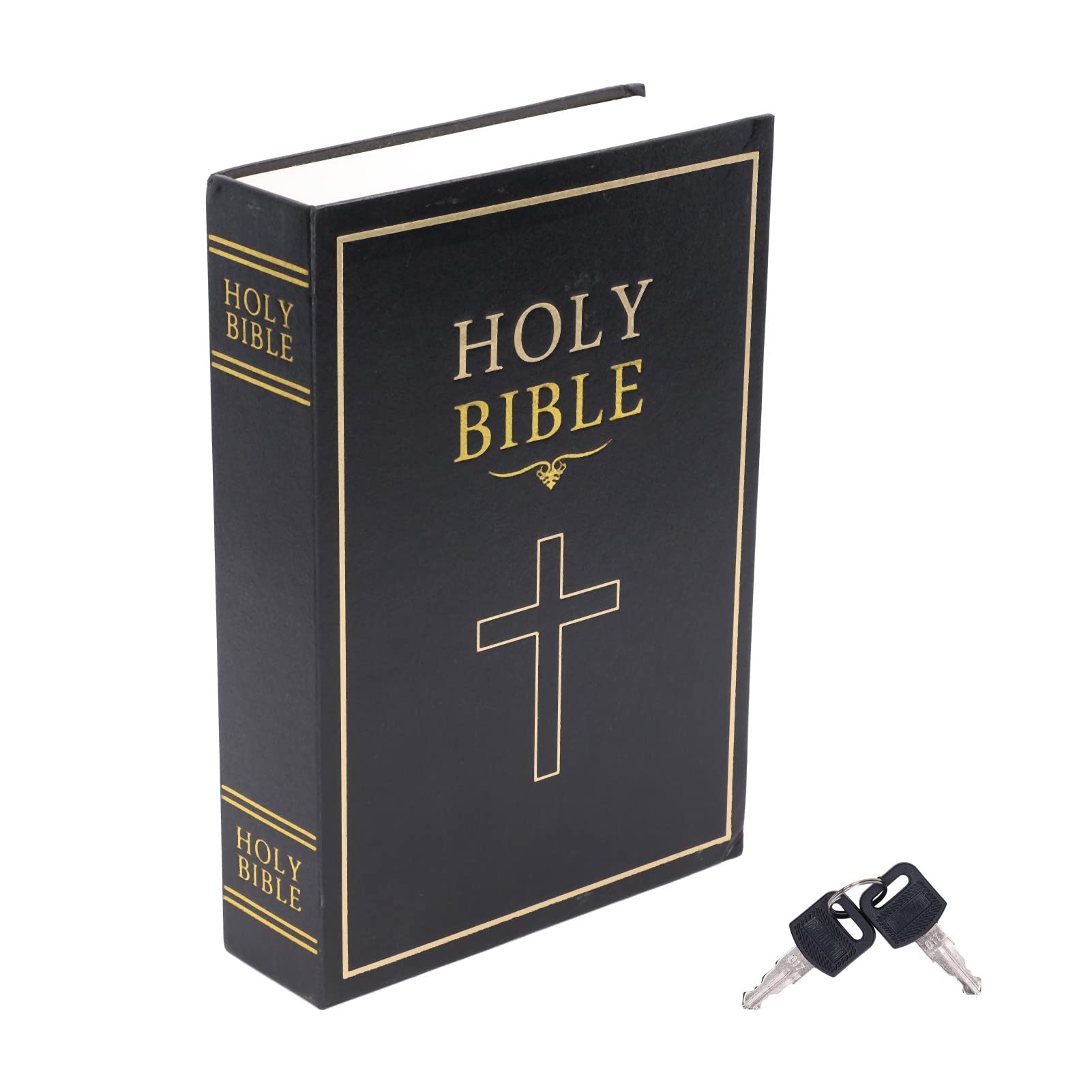 Alvinlite Book Safe with 2 Keys, Alvinlite Hidden Safe Holy Bible Pattern Secret Safe Portable Diversion Money Box, Retro Cash Box for Storing Money, Jewelry, Cash and Key