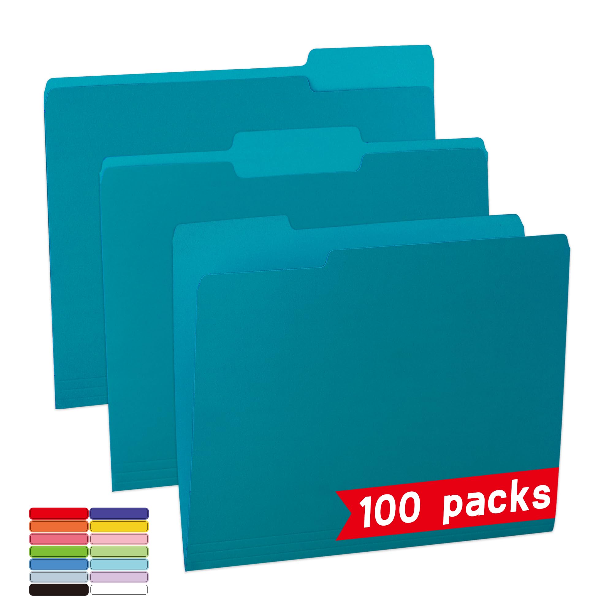 Photo 1 of 100 Packs Royal Blue File Folder,File Folders Letter Size,1/3-Cut Tabs,8.5x11 Inch File Folders for Office,School and Home,Organizer Documents