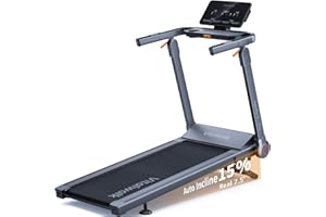 VITALWALK Foldable Treadmill with 15% Auto Incline & 10MPH - Commercial 3.5HP Brushless Quiet, 18"x48" Wide Running Deck, Walking Pad Treadmill for Home Gym Office, 350lbs Capacity, APP - No Installation