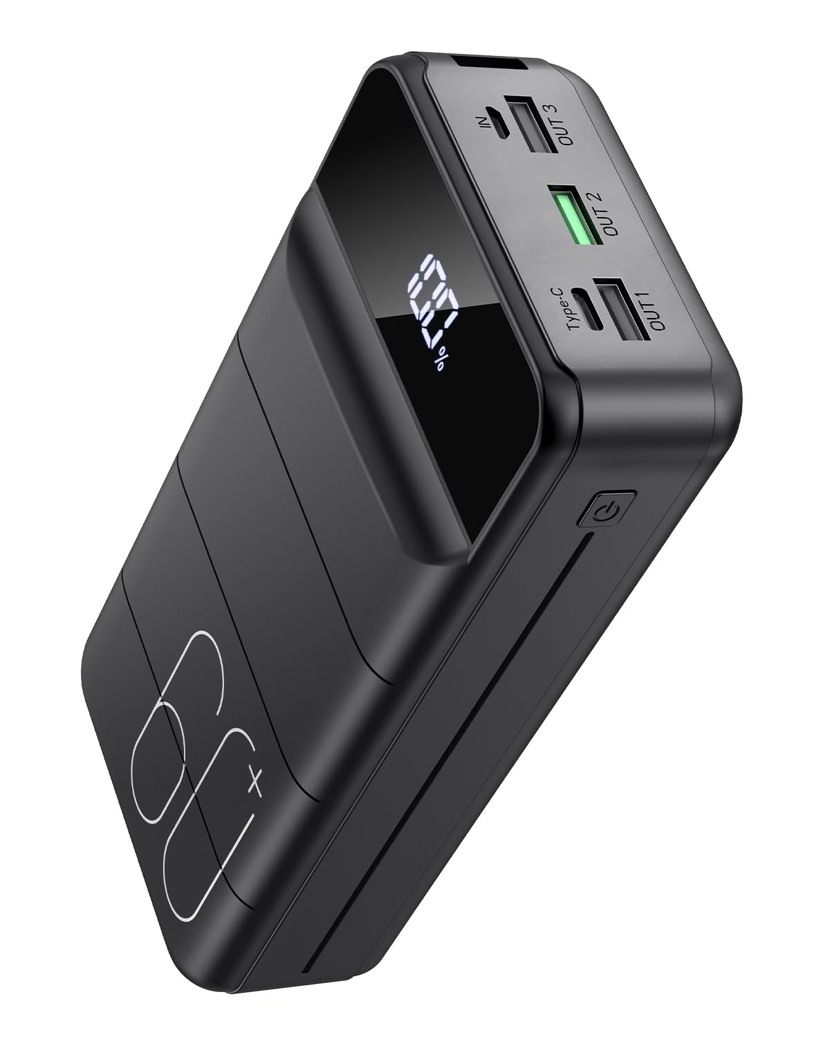 Powerbank 60000mAh, 22,5W PD USB-C Schnellladegerät, Externer Akku mit LED-Anzeige, Power Bank 4 Ausgängen und 2 Eingängen, kompatibel mit iPhone, Tablets, Android und mehr Schwarz