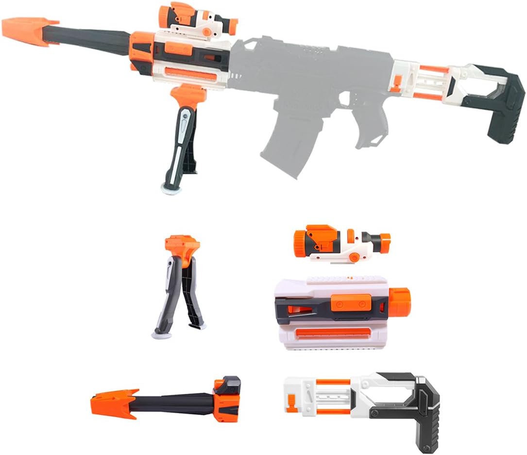 ANNA SHOP Modified Parts: Tail Stock, Flashlight, Front Tube Deco, Folding Bipod for Nerf Modulus ECS-10, IonFire, Motorized, Star Wars Rogue One, Sergeant Jyn Erso Deluxe, Nerf Stryfe